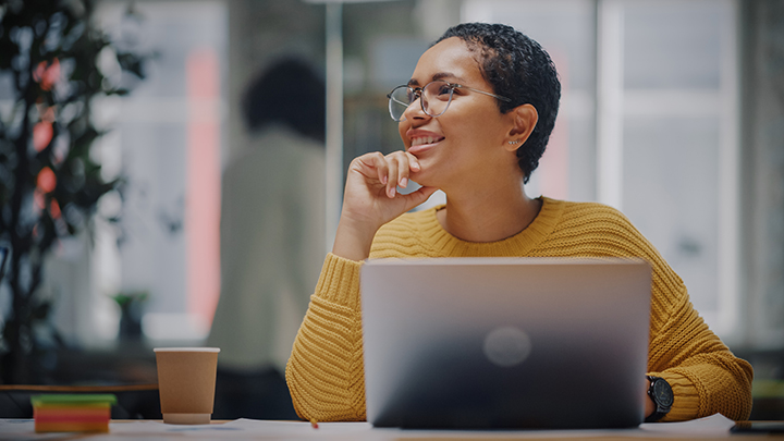 woman working on laptop