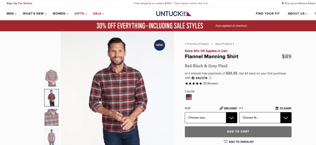UntuckIt Flannel Manning Shirt Product - Duplicate