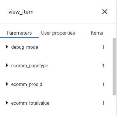 view item parameters