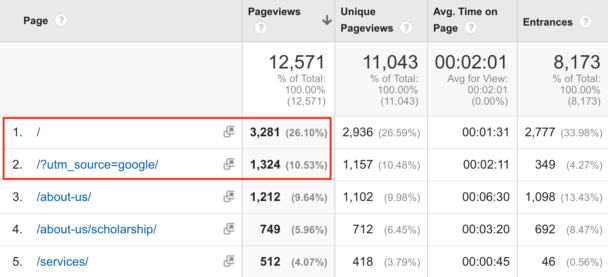 URL parameters in analytics