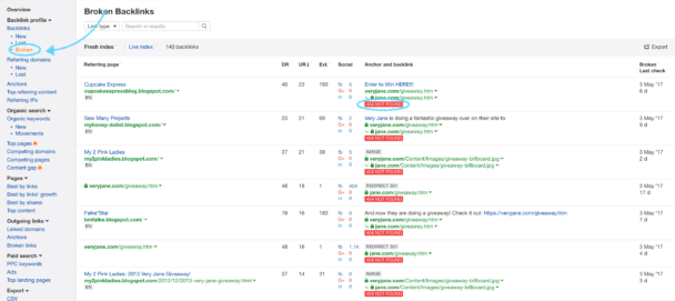 Competitors Broken Backlinks