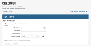 Dominoes checkout page 1